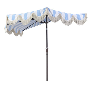 Beverly 9 ft. Designer Classic Scalloped Fringe Half Market Patio Umbrella
